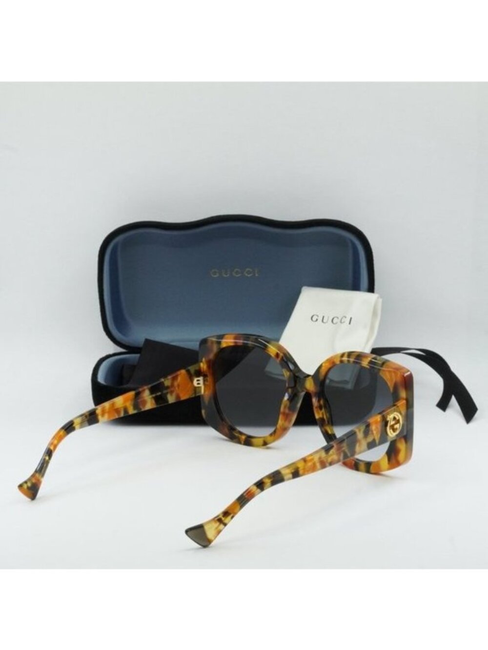Gucci GG1257S 004 Women Butterfly Sunglasses - Havana / Blue - Picture 10 of 10